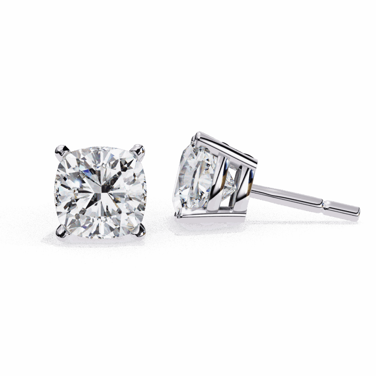 2.25 Carat Cushion Solitaire Diamond Earrings  Image 7