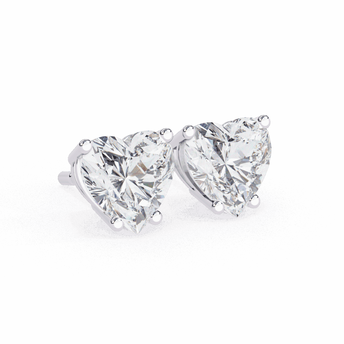 2.5 Carat Heart Solitaire Diamond Earrings  Image 6