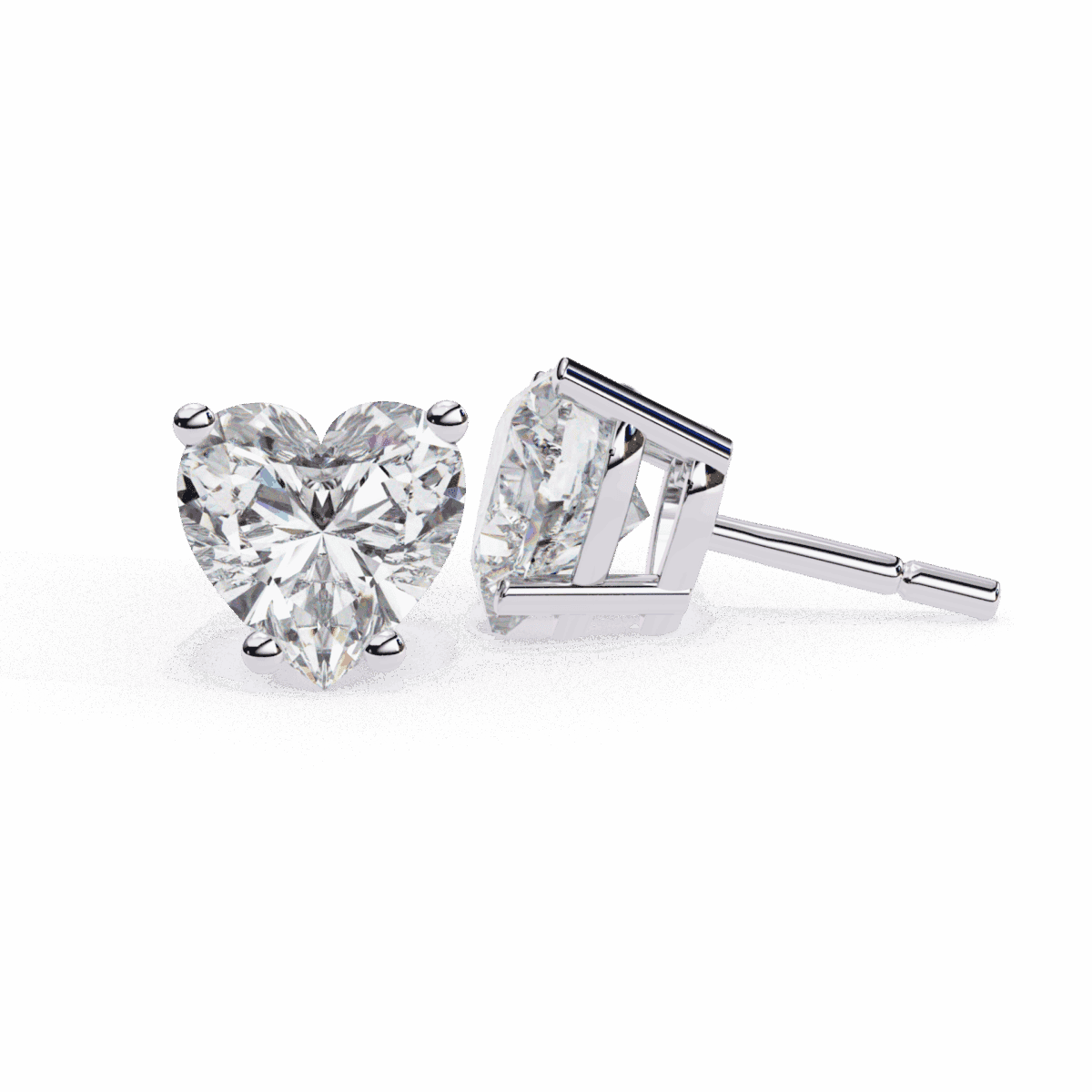 2.5 Carat Heart Solitaire Diamond Earrings  Image 7