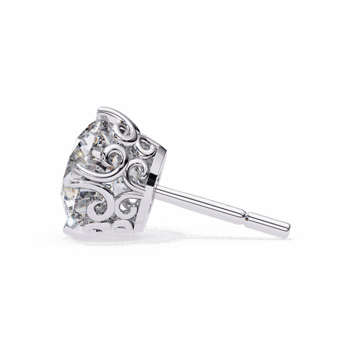 2.5 Carat Radiant Round Solitaire Diamond Earrings  Image 2