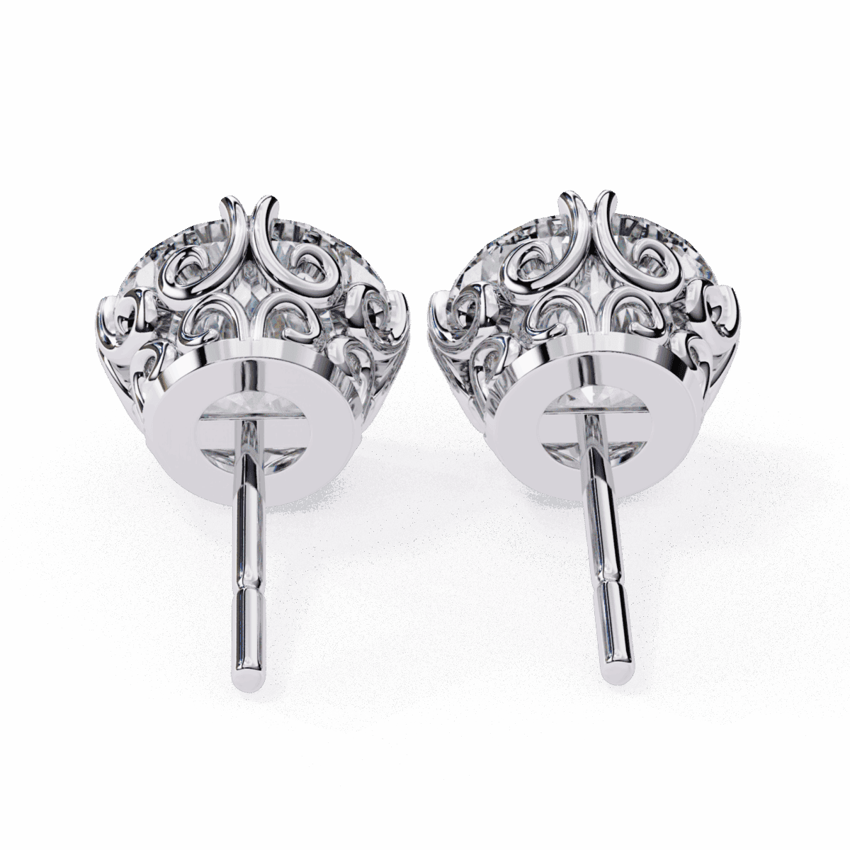 2.5 Carat Radiant Round Solitaire Diamond Earrings  Image 5