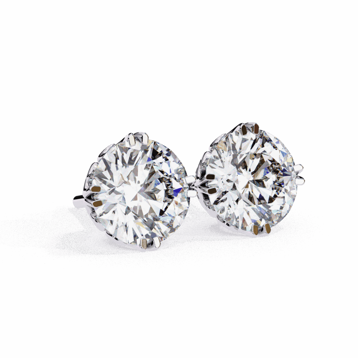 2.5 Carat Radiant Round Solitaire Diamond Earrings  Image 6