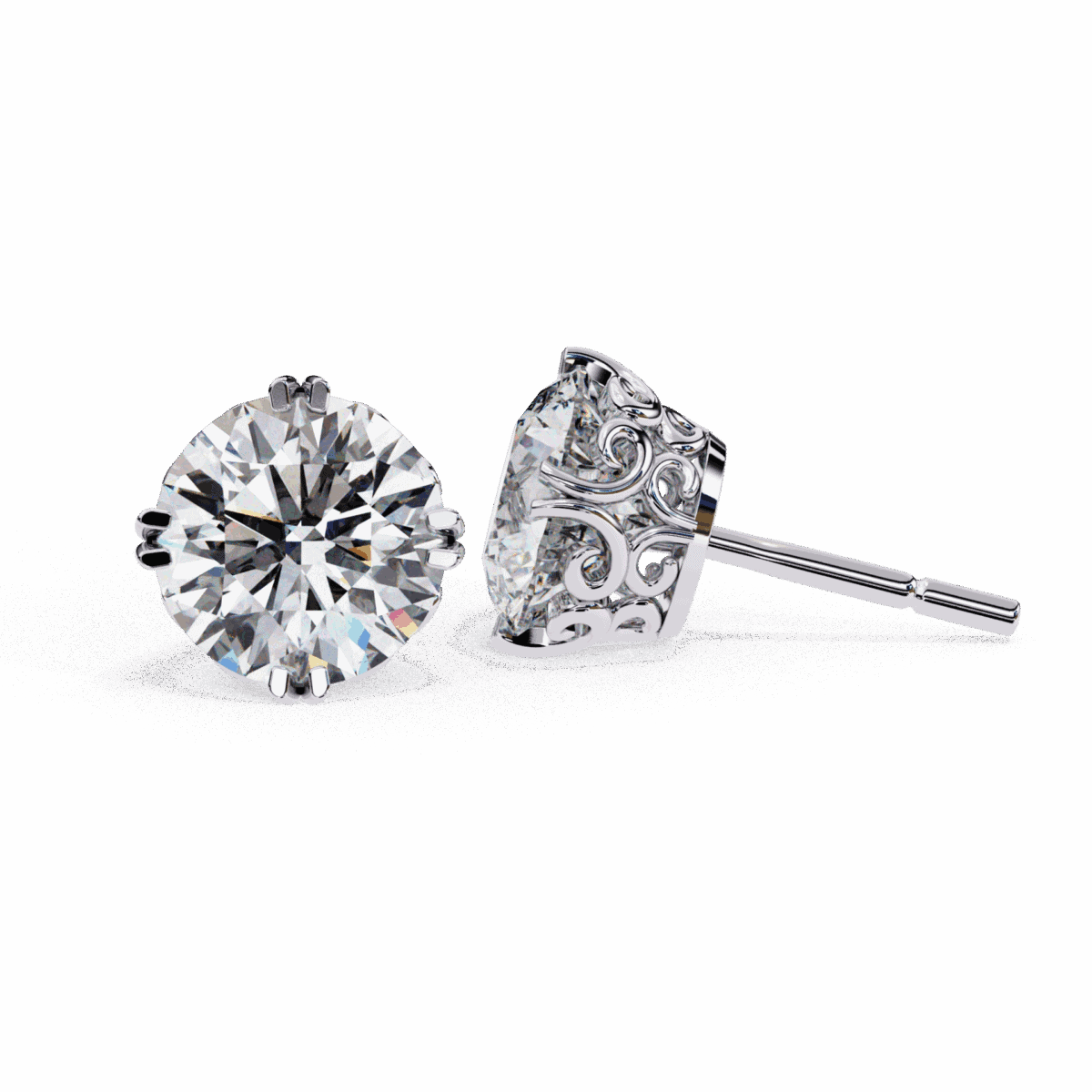 2.5 Carat Radiant Round Solitaire Diamond Earrings  Image 7