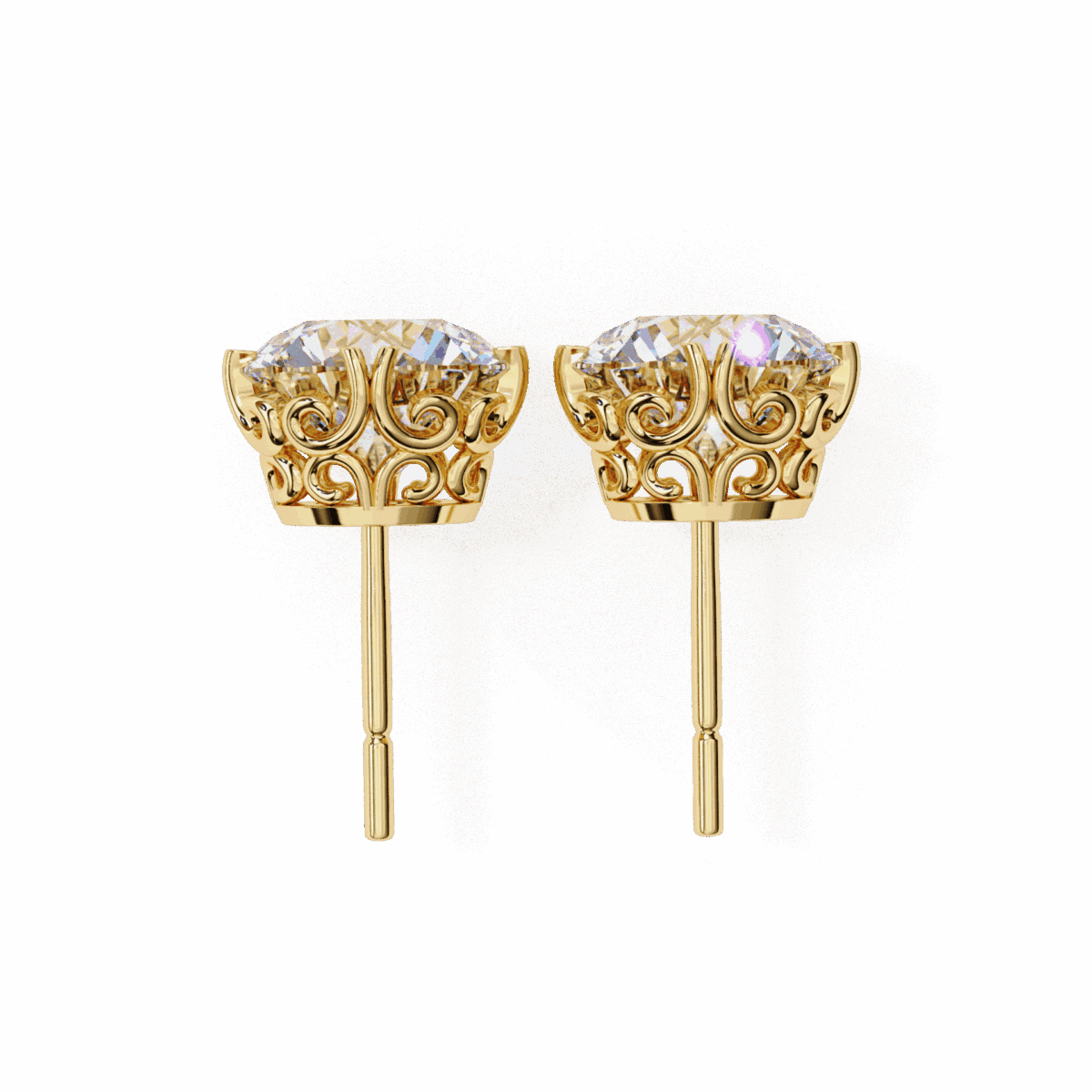 2.5 Carat Radiant Round Solitaire Diamond Earrings  Image 11