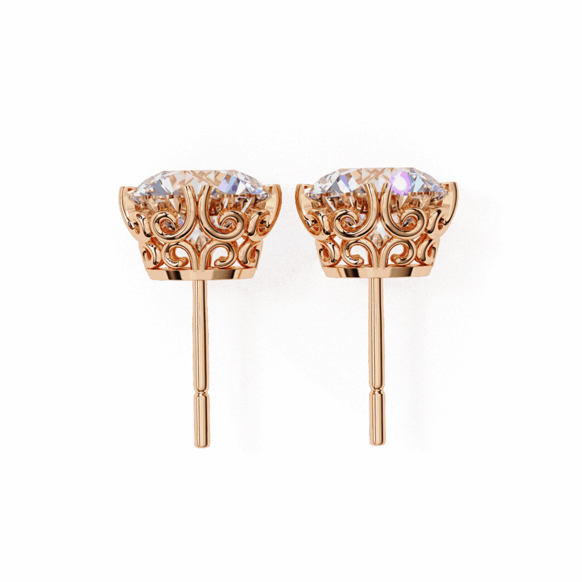 2.5 Carat Radiant Round Solitaire Diamond Earrings  Image 18