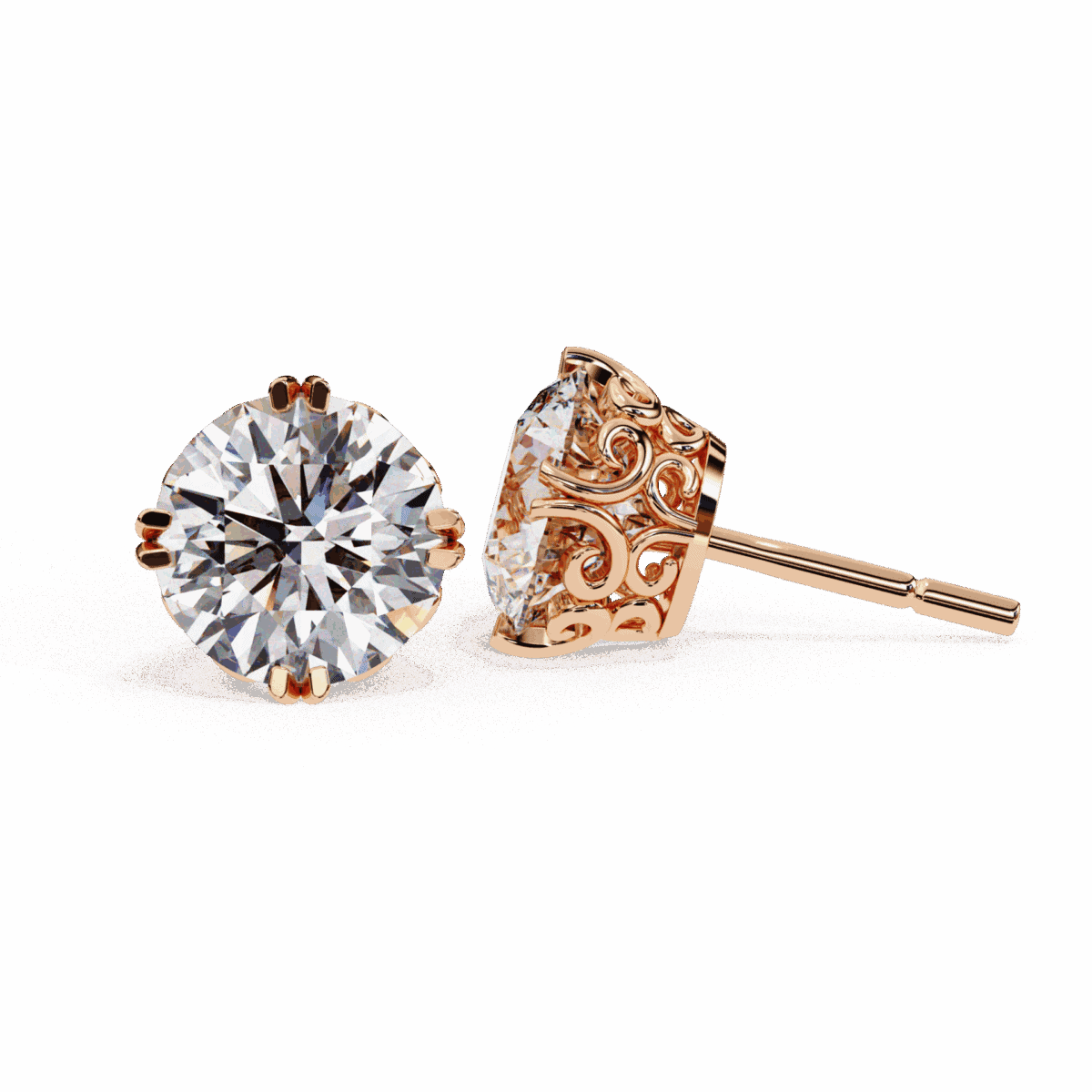 2.5 Carat Radiant Round Solitaire Diamond Earrings  Image 21