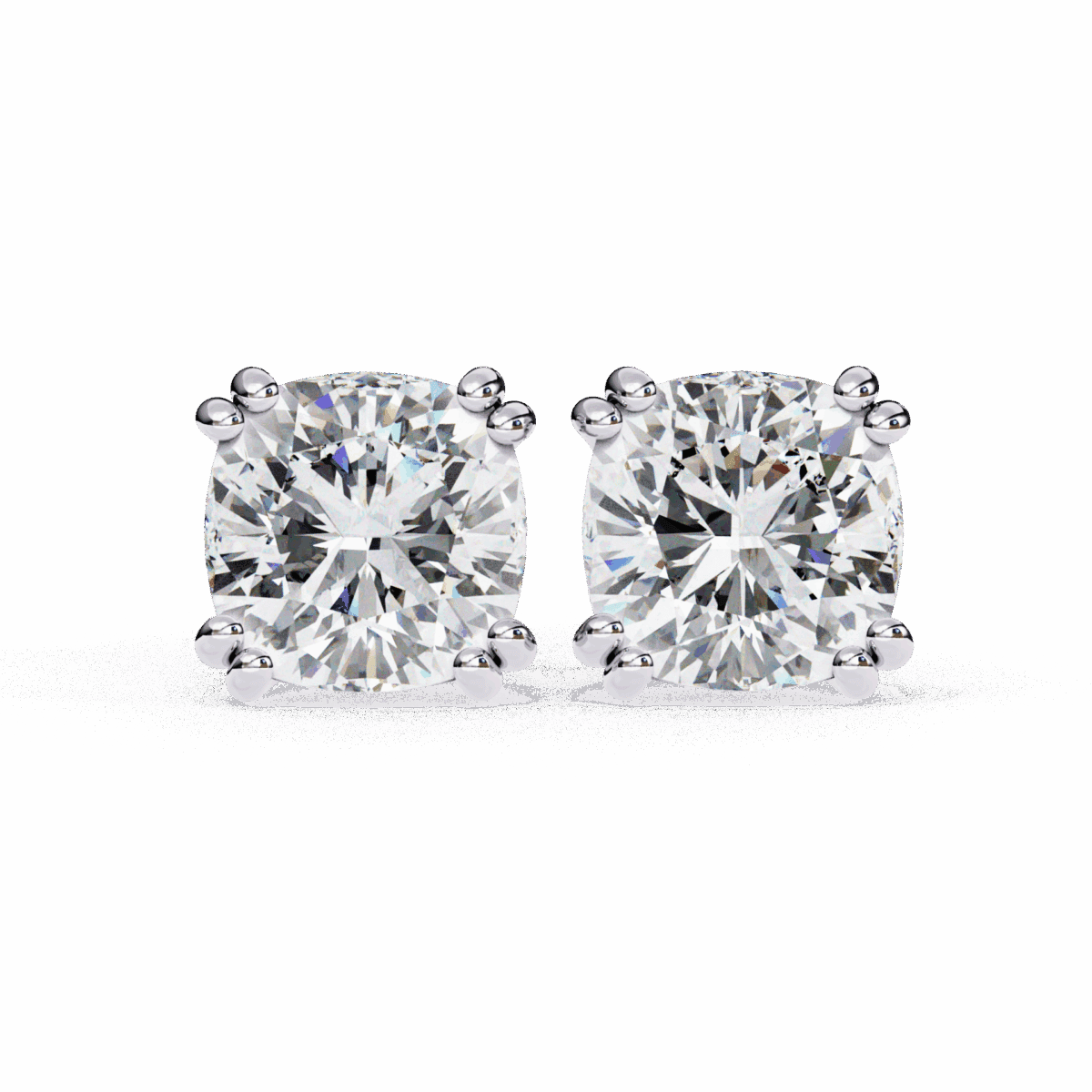 ER14015P11 2.25 Carat Refined Cushion Solitaire Diamond Earrings Image 1