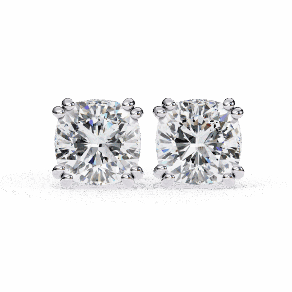 2.25 Carat Refined Cushion Solitaire Diamond Earrings