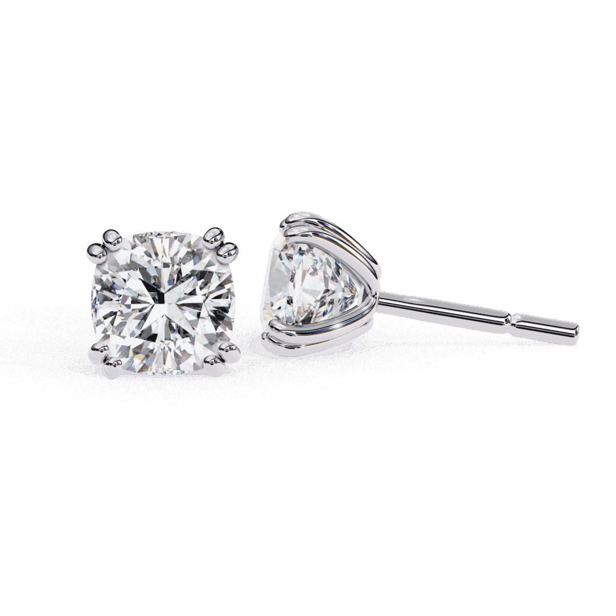 2.25 Carat Refined Cushion Solitaire Diamond Earrings  Image 7