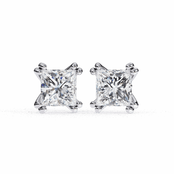 3 Carat Contemporary Princess Solitaire Diamond Earrings