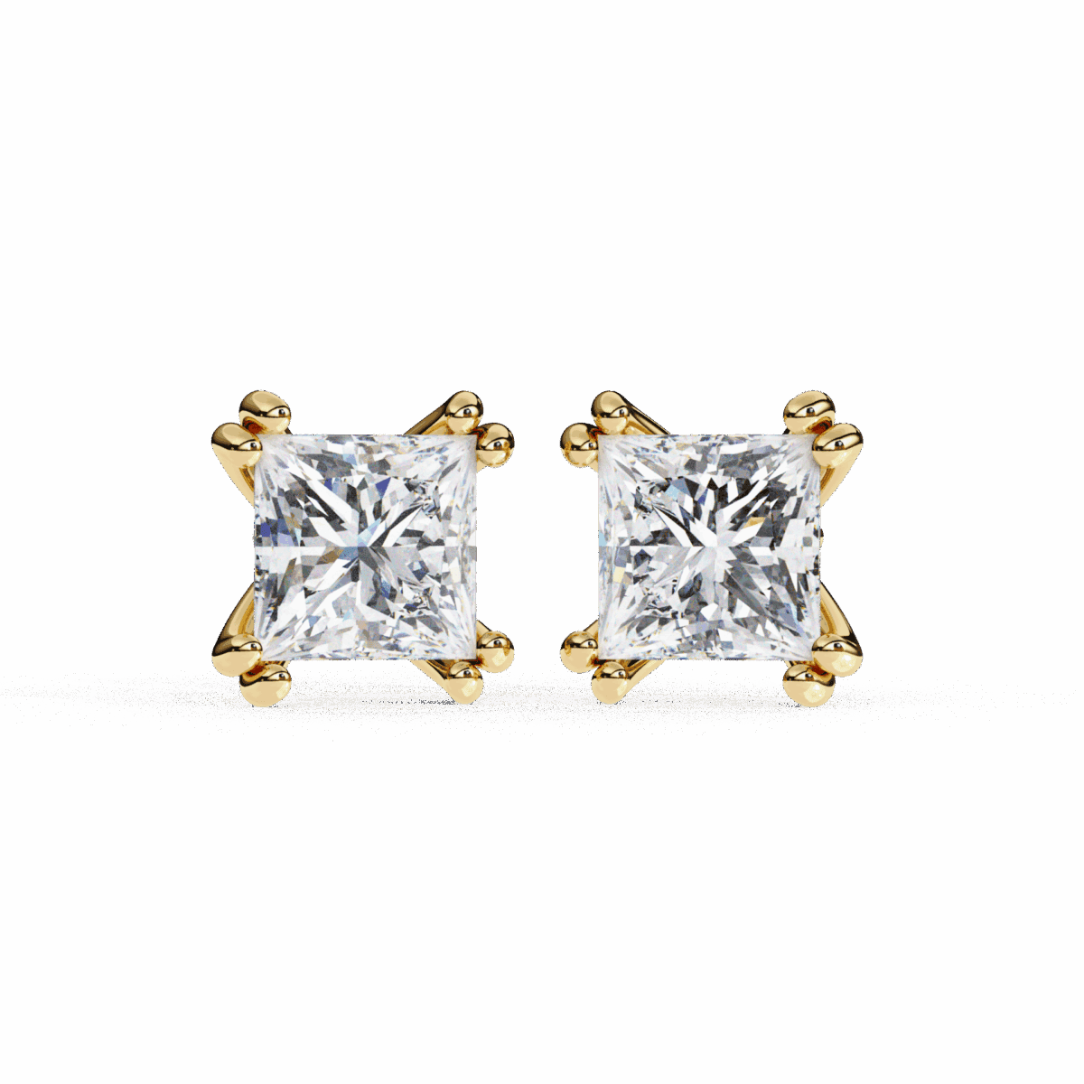 3 Carat Contemporary Princess Solitaire Diamond Earrings  Image 6