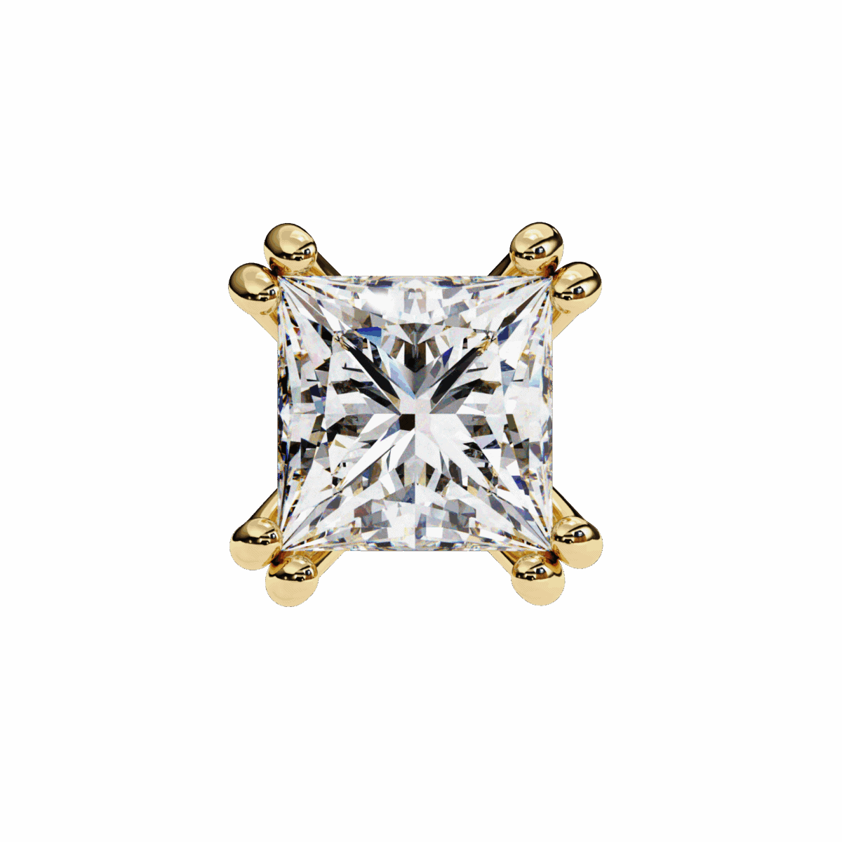 3 Carat Contemporary Princess Solitaire Diamond Earrings  Image 8