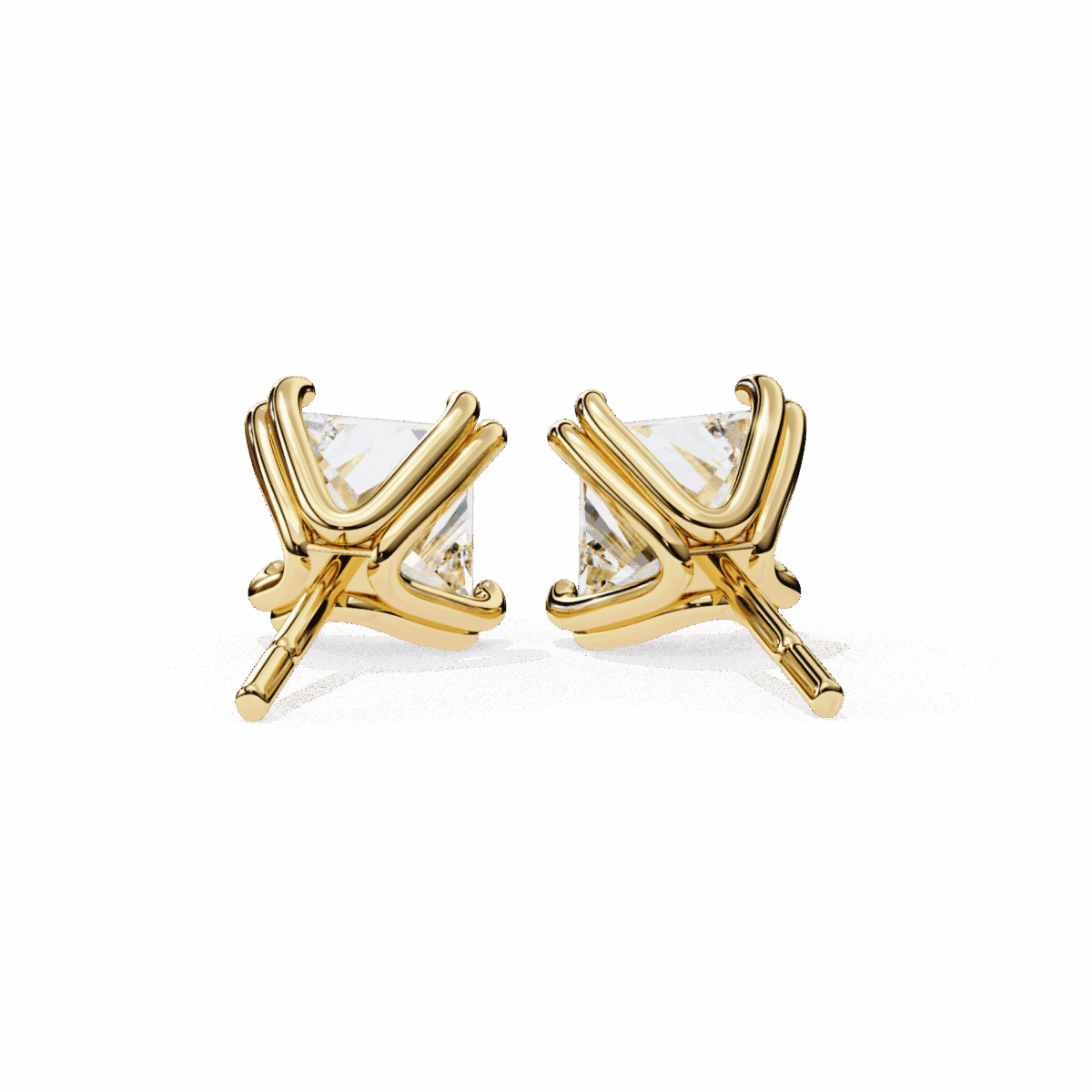 3 Carat Contemporary Princess Solitaire Diamond Earrings  Image 10