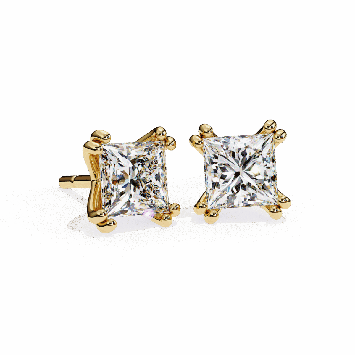 3 Carat Contemporary Princess Solitaire Diamond Earrings  Image 11