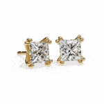 3 Carat Contemporary Princess Solitaire Diamond Earrings - Image 11