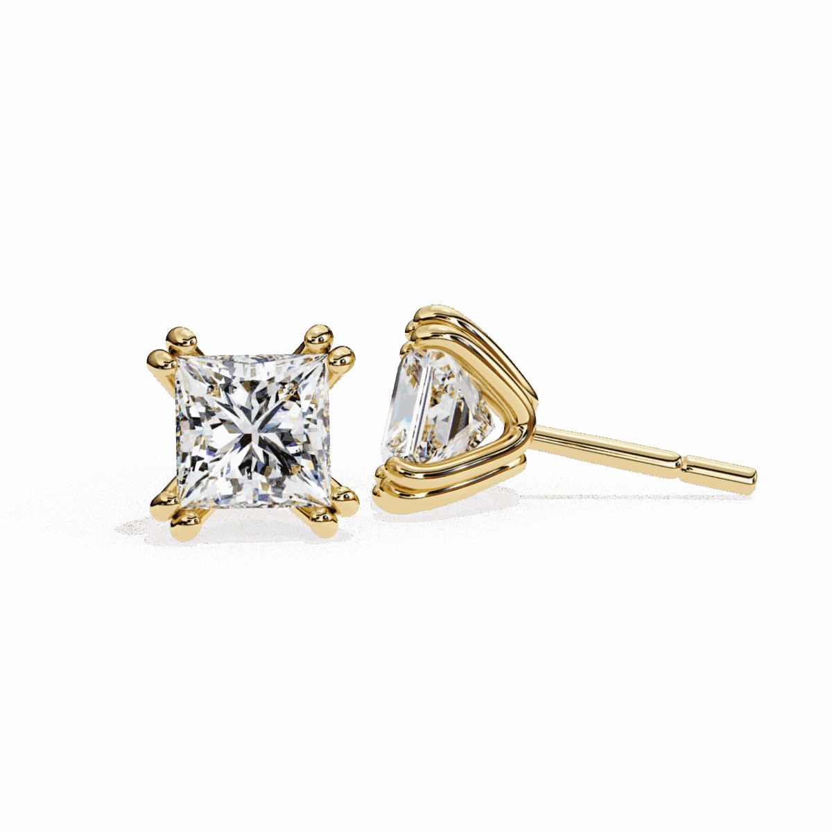 3 Carat Contemporary Princess Solitaire Diamond Earrings  Image 12