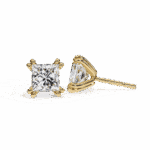 3 Carat Contemporary Princess Solitaire Diamond Earrings - Image 12