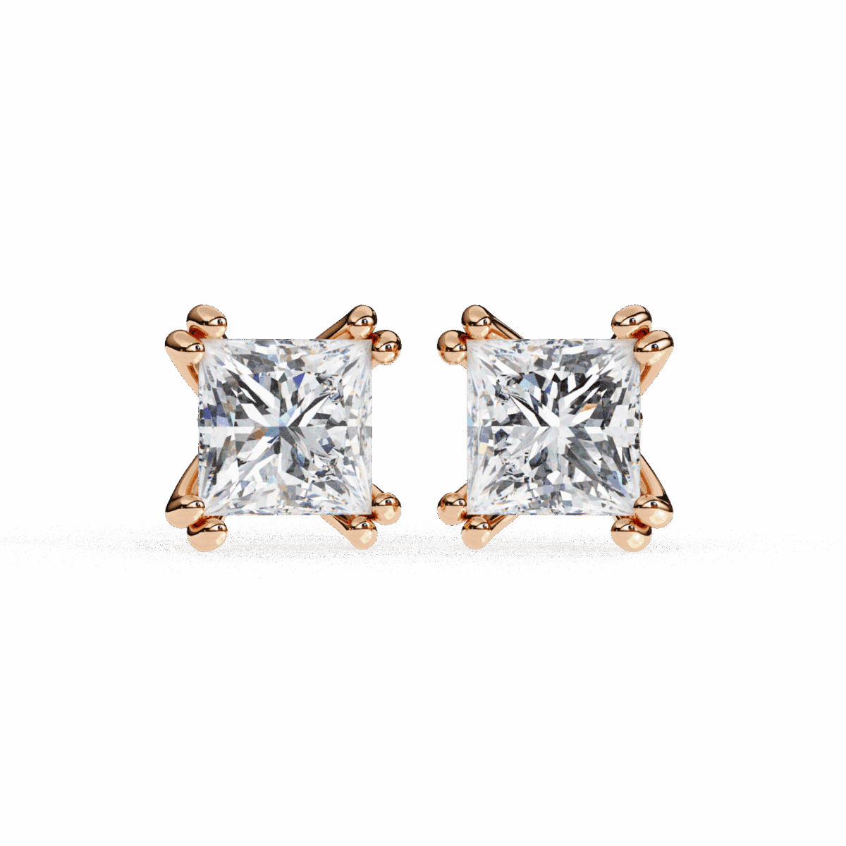 3 Carat Contemporary Princess Solitaire Diamond Earrings  Image 13