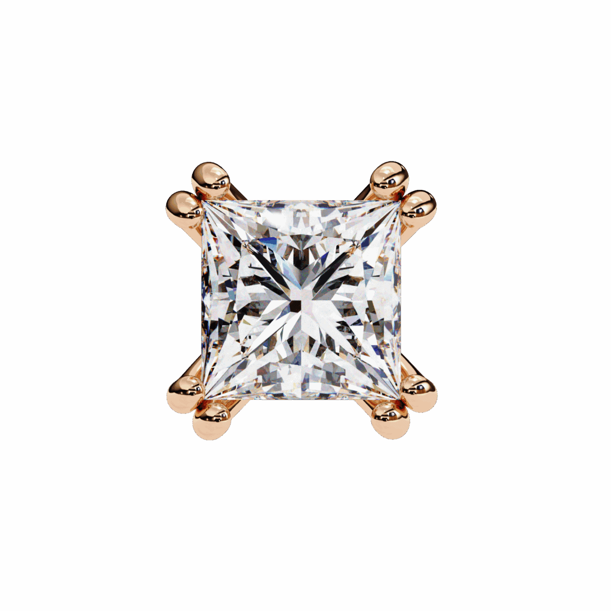 3 Carat Contemporary Princess Solitaire Diamond Earrings  Image 15