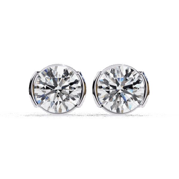 2.5 Carat Half Bezel Round Solitaire Diamond Earrings