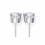 2.5 Carat Half Bezel Round Solitaire Diamond Earrings - Image 4