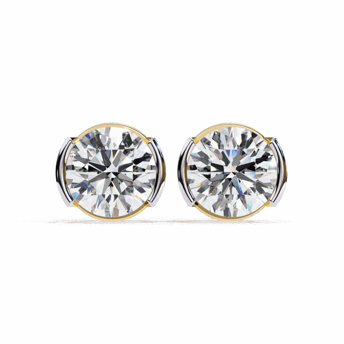 2.5 Carat Half Bezel Round Solitaire Diamond Earrings  Image 8