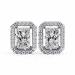 1 Carat Classic Radiant and Round Diamond Stud Earrings