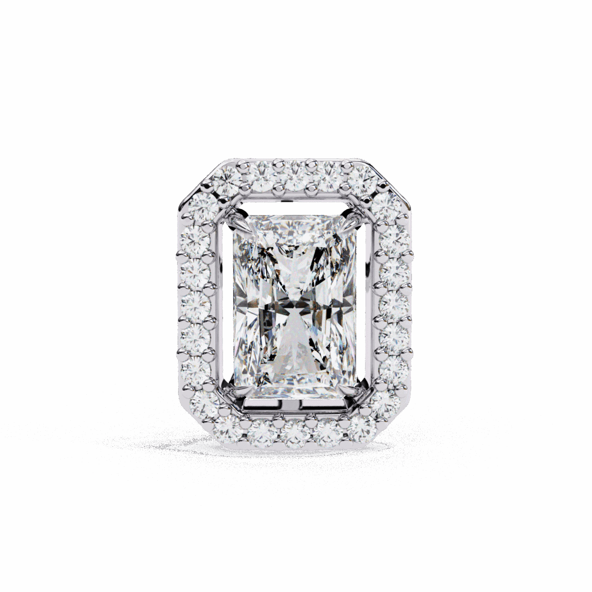 1 Carat Classic Radiant and Round Diamond Stud Earrings  Image 3