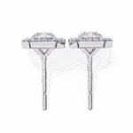 1 Carat Classic Radiant and Round Diamond Stud Earrings - Image 4