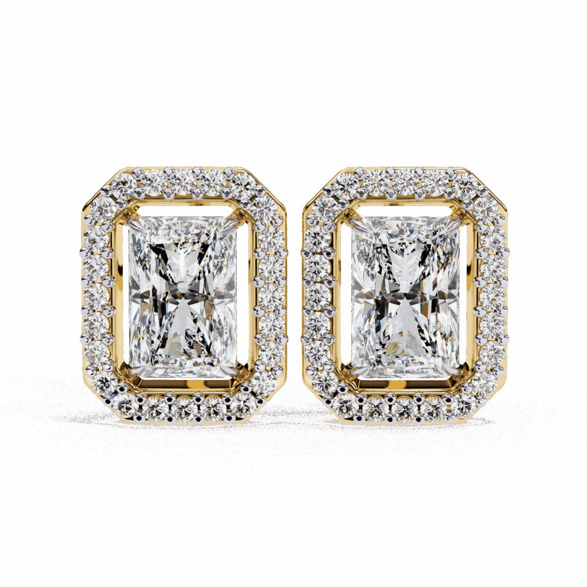 1 Carat Classic Radiant and Round Diamond Stud Earrings  Image 8