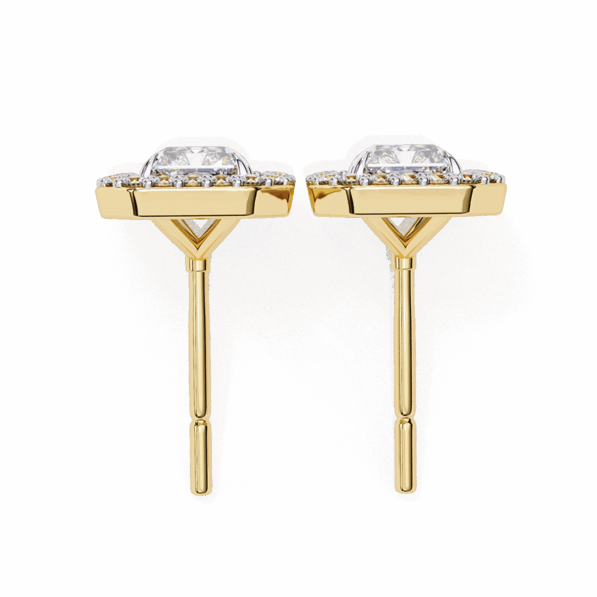 1 Carat Classic Radiant and Round Diamond Stud Earrings  Image 11