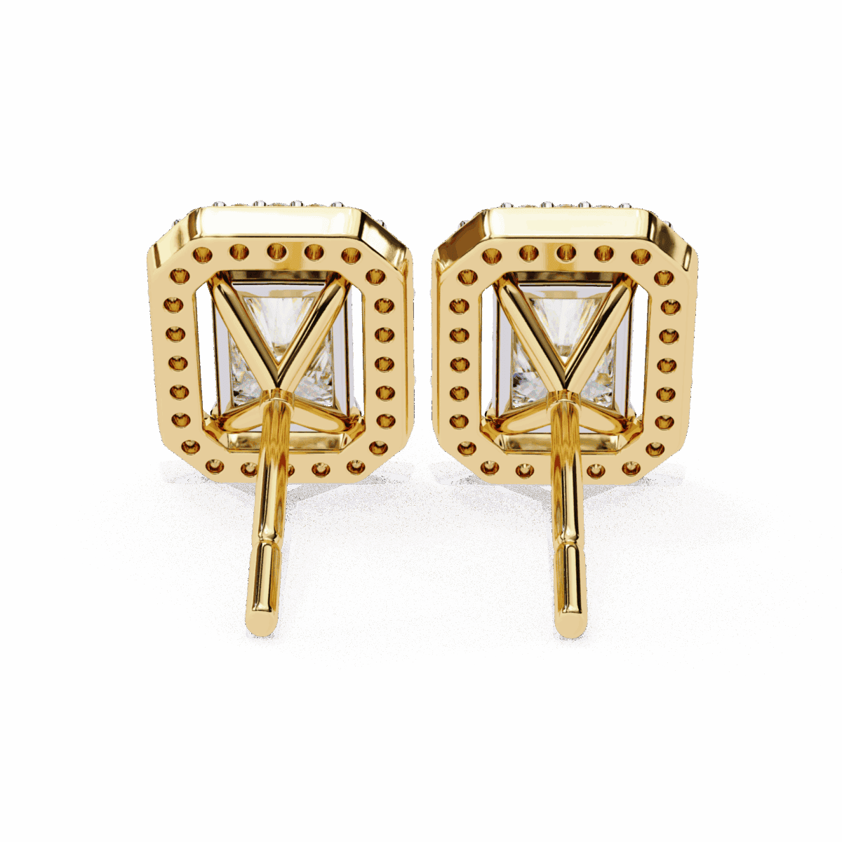 1 Carat Classic Radiant and Round Diamond Stud Earrings  Image 12