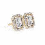 1 Carat Classic Radiant and Round Diamond Stud Earrings - Image 13