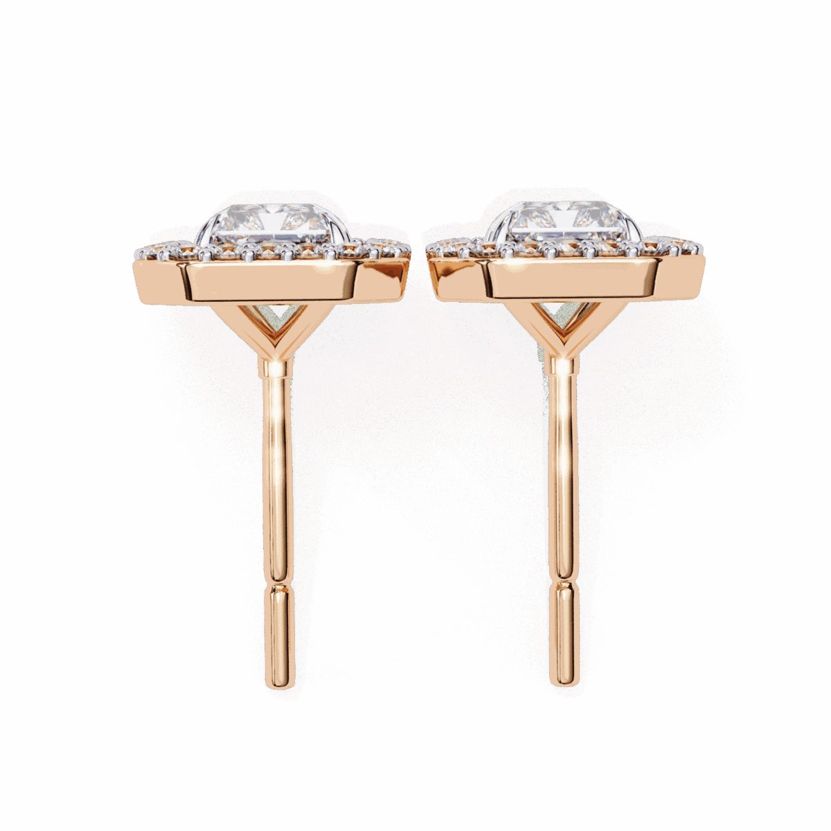 1 Carat Classic Radiant and Round Diamond Stud Earrings  Image 18