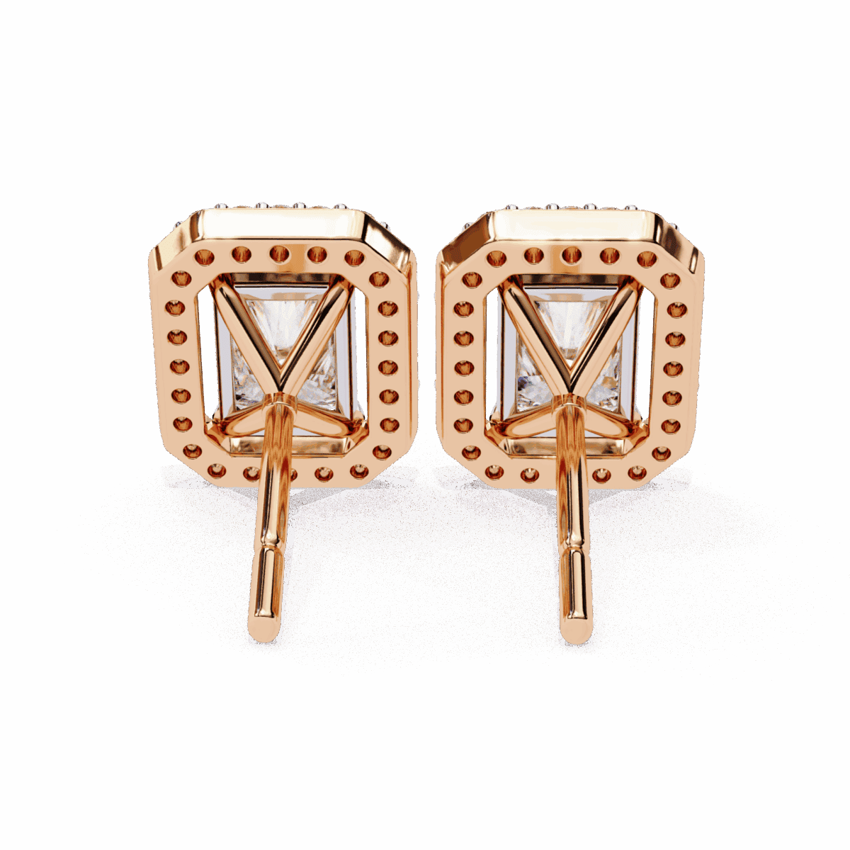 1 Carat Classic Radiant and Round Diamond Stud Earrings  Image 19