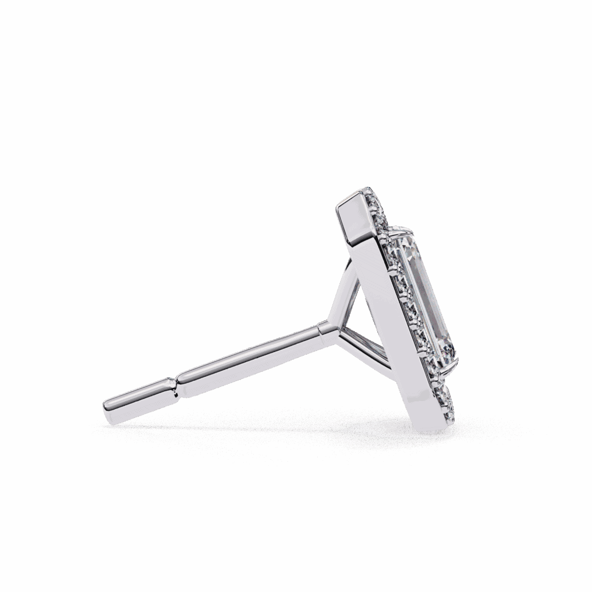 0.9 Carat Emerald and Round Diamond Stud Earrings  Image 2