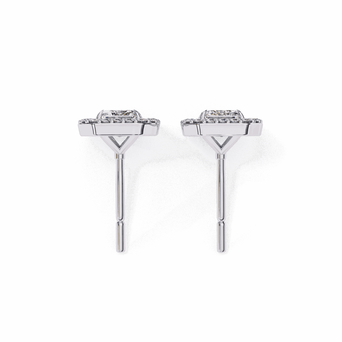 0.9 Carat Emerald and Round Diamond Stud Earrings  Image 4