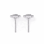 0.9 Carat Emerald and Round Diamond Stud Earrings - Image 4