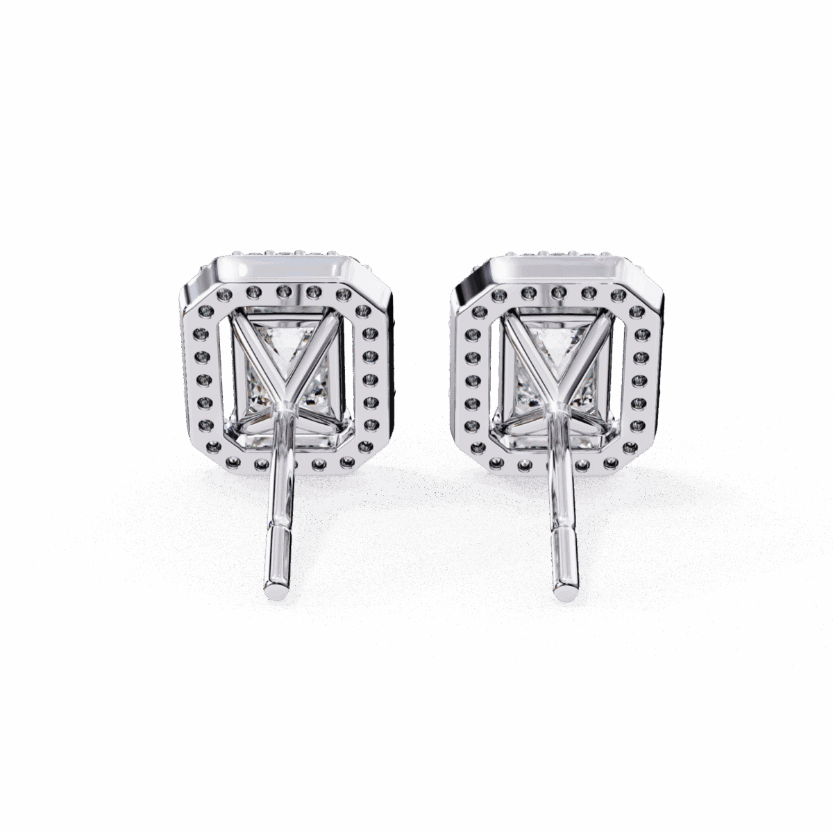 0.9 Carat Emerald and Round Diamond Stud Earrings  Image 5