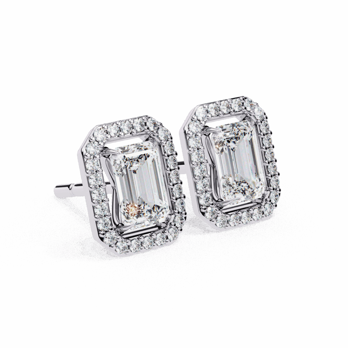 0.9 Carat Emerald and Round Diamond Stud Earrings  Image 6