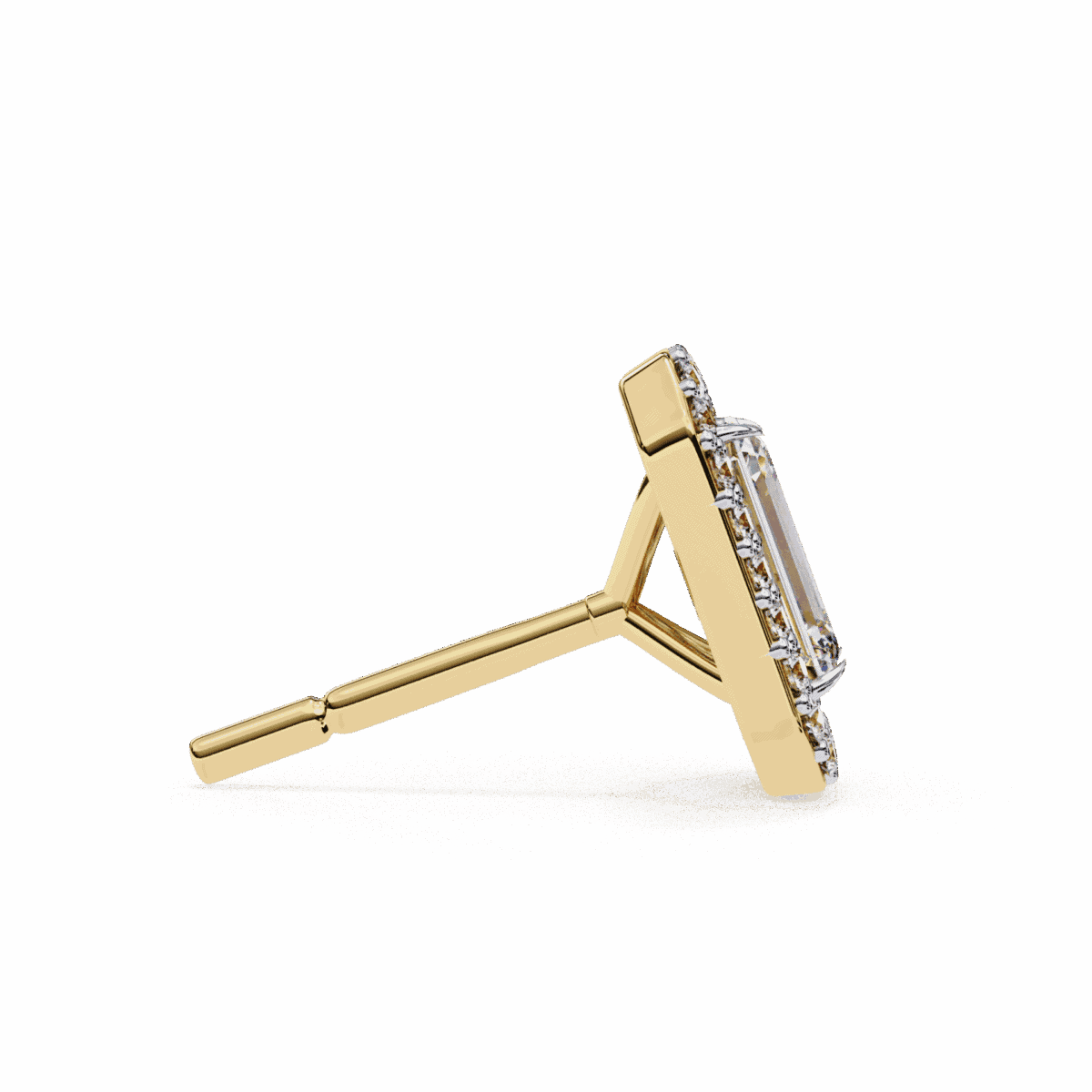 0.9 Carat Emerald and Round Diamond Stud Earrings  Image 9