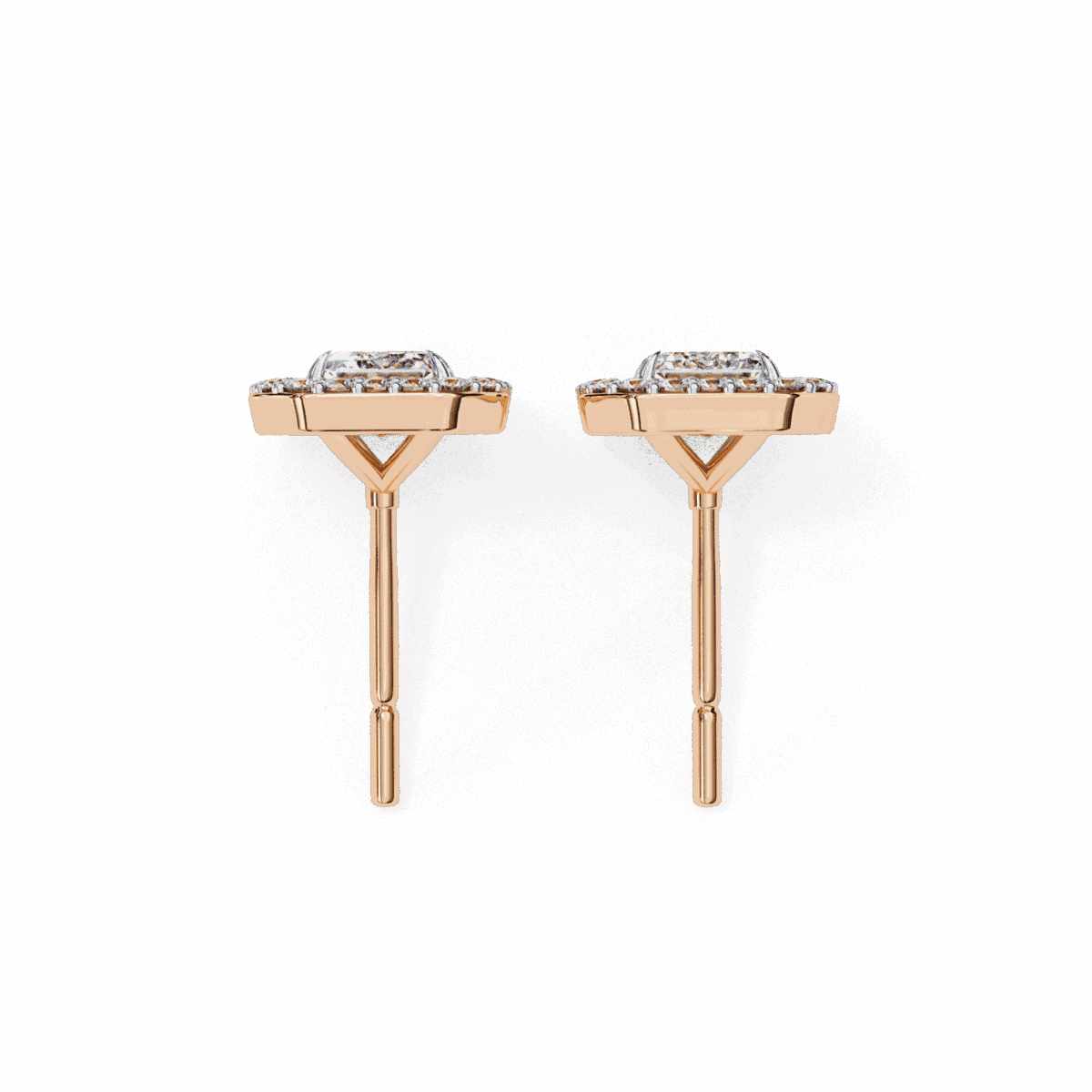 0.9 Carat Emerald and Round Diamond Stud Earrings  Image 18