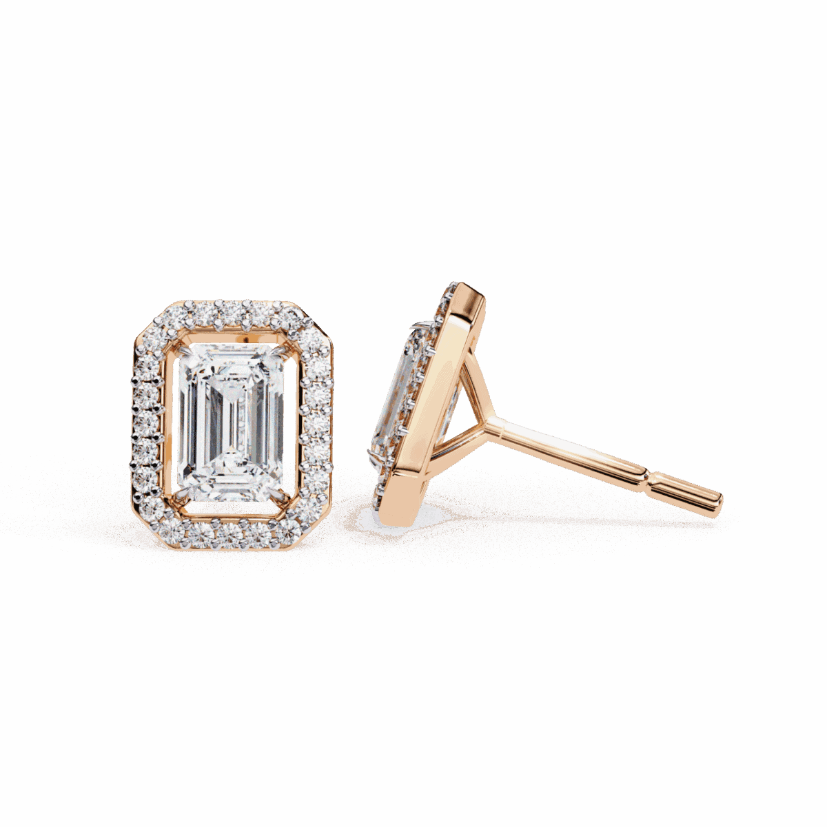 0.9 Carat Emerald and Round Diamond Stud Earrings  Image 21