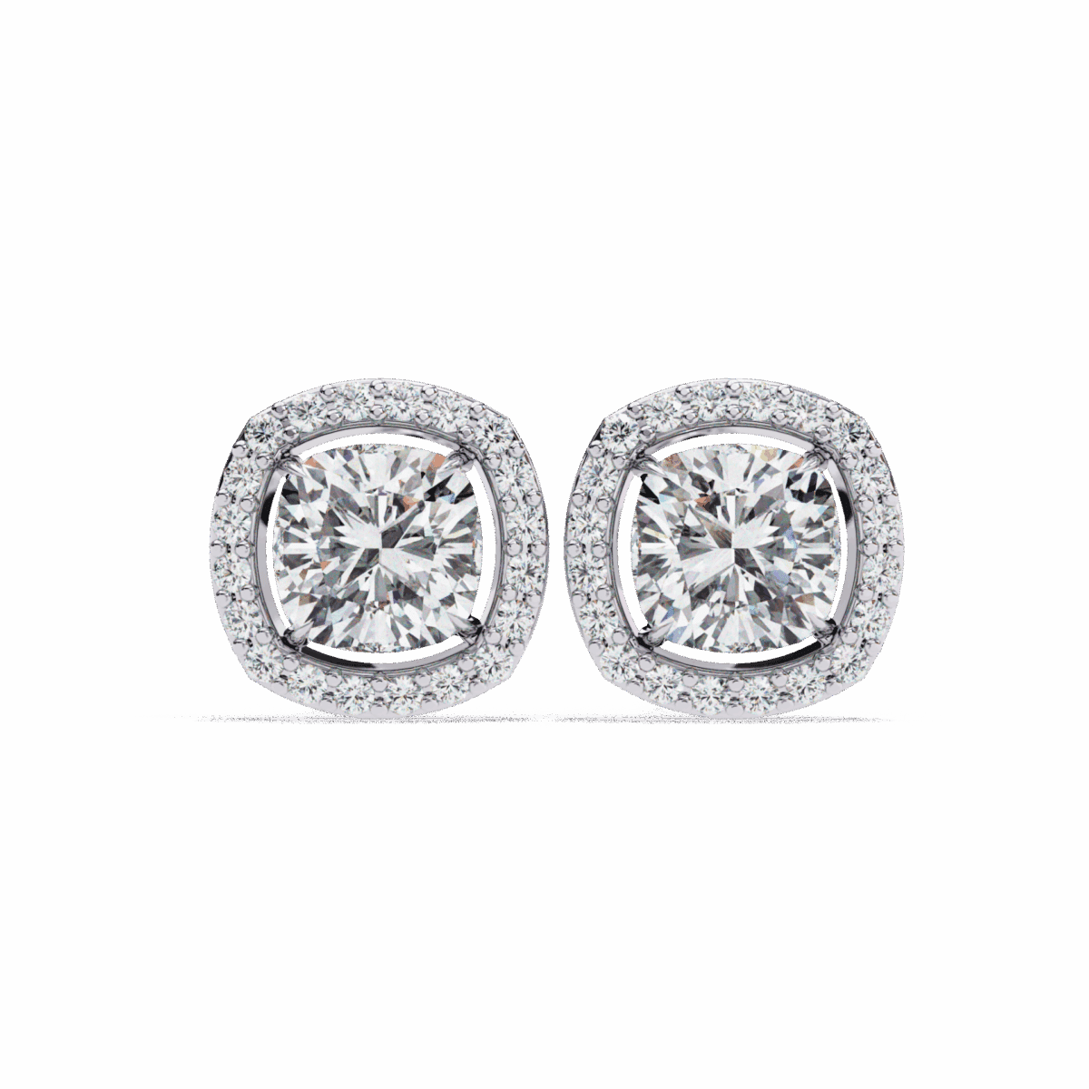 1 Carat Cushion and Round Diamond Stud Earrings  Image 1