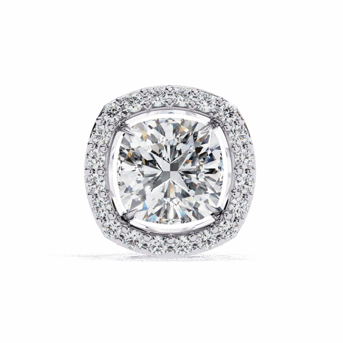 1 Carat Cushion and Round Diamond Stud Earrings  Image 3