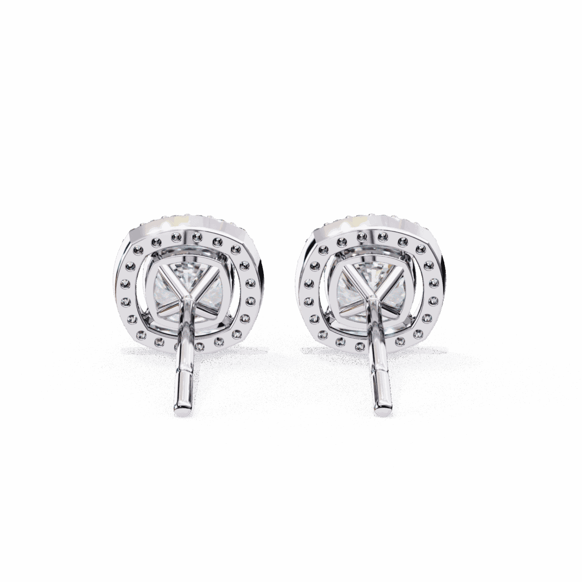1 Carat Cushion and Round Diamond Stud Earrings  Image 5