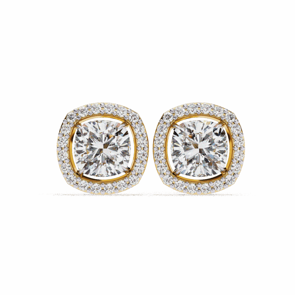 1 Carat Cushion and Round Diamond Stud Earrings  Image 8