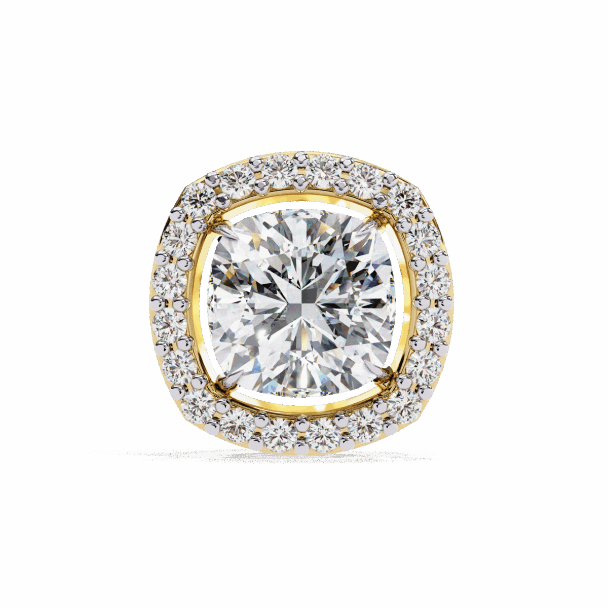 1 Carat Cushion and Round Diamond Stud Earrings  Image 10