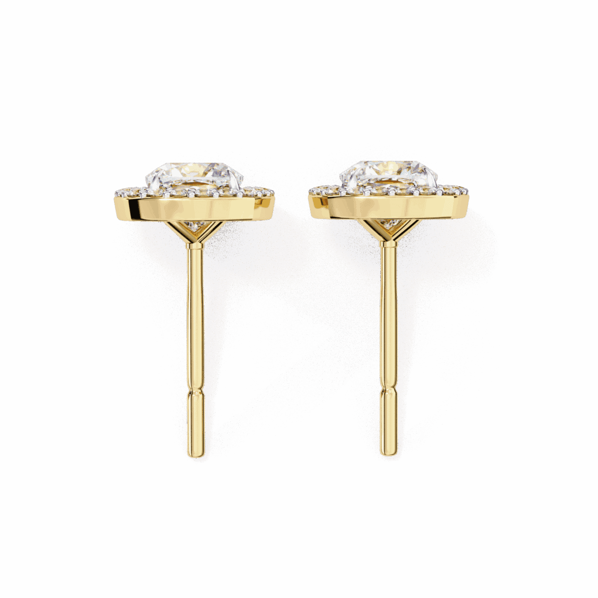 1 Carat Cushion and Round Diamond Stud Earrings  Image 11