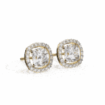 1 Carat Cushion and Round Diamond Stud Earrings - Image 13